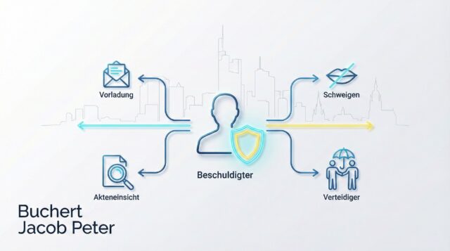 Anwalt für Beschuldigte im Strafverfahren in Frankfurt: Verteidigung, Schweigerecht und Akteneinsicht (StPO) durch Buchert Jacob Peter.