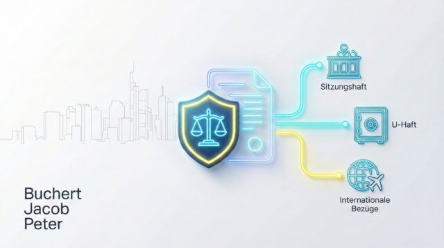 Anwalt für Haftbefehl und Untersuchungshaft in Frankfurt: Verteidigung bei Sitzungshaftbefehl (§ 230 StPO), U-Haft und internationalen Auslieferungsersuchen durch Buchert Jacob Peter.