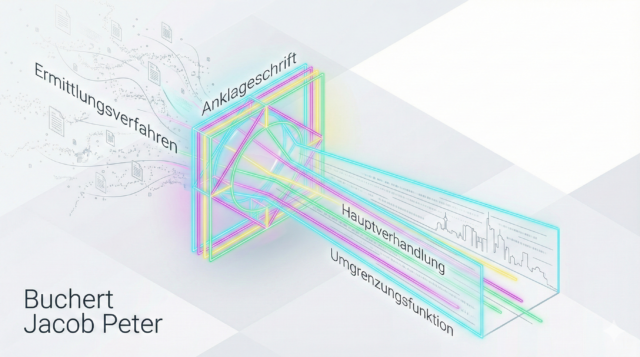 Abstrakte Grafik zur Anklageschrift im Wirtschaftsstrafrecht in Frankfurt von Buchert Jacob Peter.