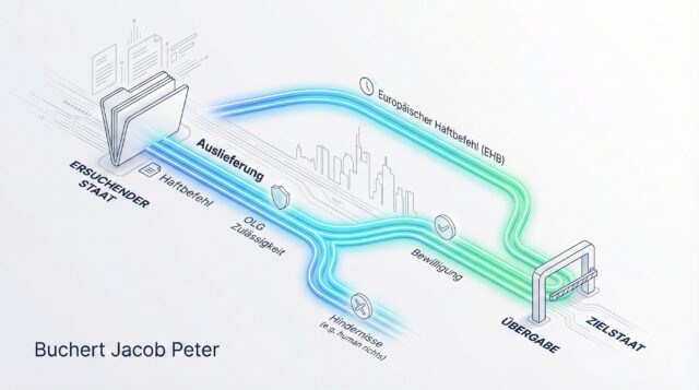 Abstrakte Grafik zum Auslieferungsverfahren (IRG) in Frankfurt für die Kanzlei Buchert Jacob Peter.