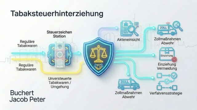 Anwalt für Tabaksteuerhinterziehung in Frankfurt: Strafverteidigung bei Zollmaßnahmen, Sicherstellungen und Vorwürfen unversteuerter Tabakwaren (§ 370 AO, TabStG) durch Buchert Jacob Peter.