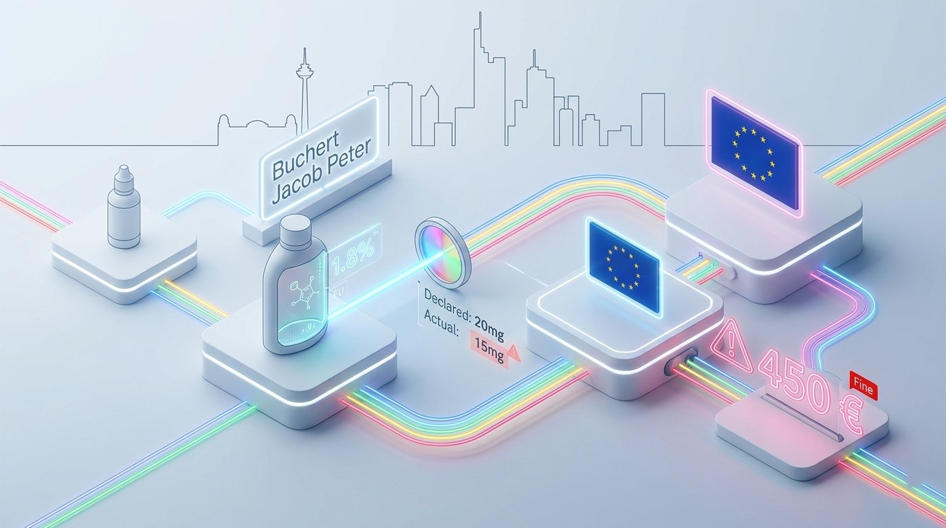Isometrische 3D-Lieferkette mit leuchtenden Neon-Datenströmen und einer digitalen Kontrollstation auf hellem Hintergrund.