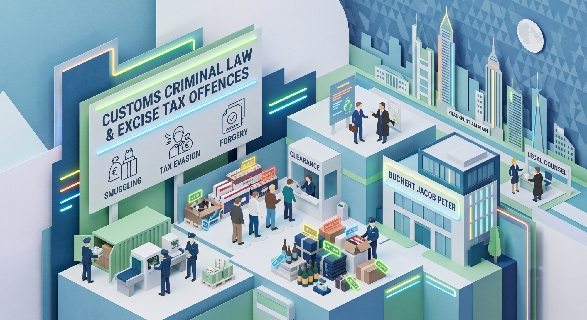 Customs criminal law and excise tax offences in Germany, focusing on criminal defence representation for international and English-speaking clients in Frankfurt and nationwide.